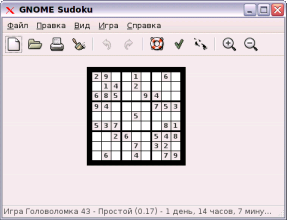 Игра "GNOME-Судоку" с панелью инструментов без подписей