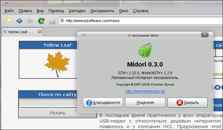 Веб-браузер Midori 0.3