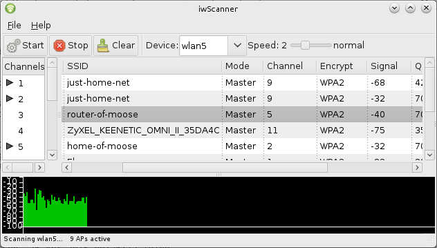 Мониторинг Wi-Fi сетей с помощью iwScanner