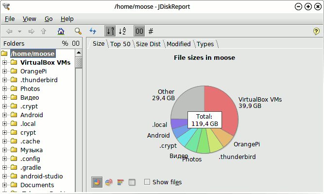 Главное окно приложения JDiskReport